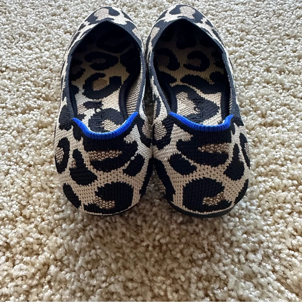 Rothy’s The Flat Leopard Print Black Tan Washable Flats‎ Women’s 6.5